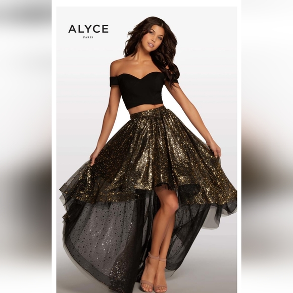 NWT KALANI HILLIKER BY ALYCE PARIS KP121 2 piece black and gold with stars. - Picture 1 of 5